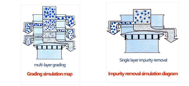 Powder Sieving Machine grading and impurity removal simulation diagram